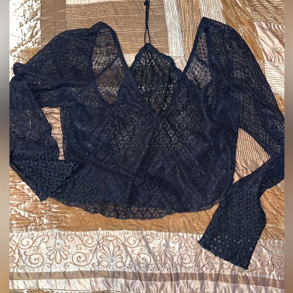 Free People Black Lace Blouse - Picture 4 of 7